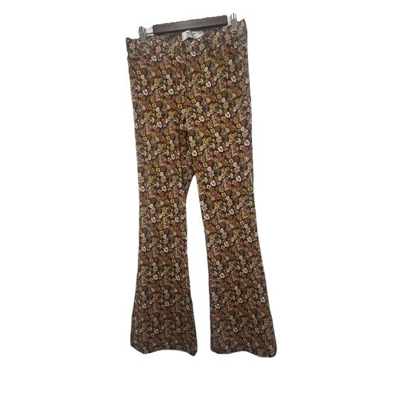 Hollister Women's High Rise Strech Flare Pants Floral Hippie 70s Print Size M - Picture 1 of 11